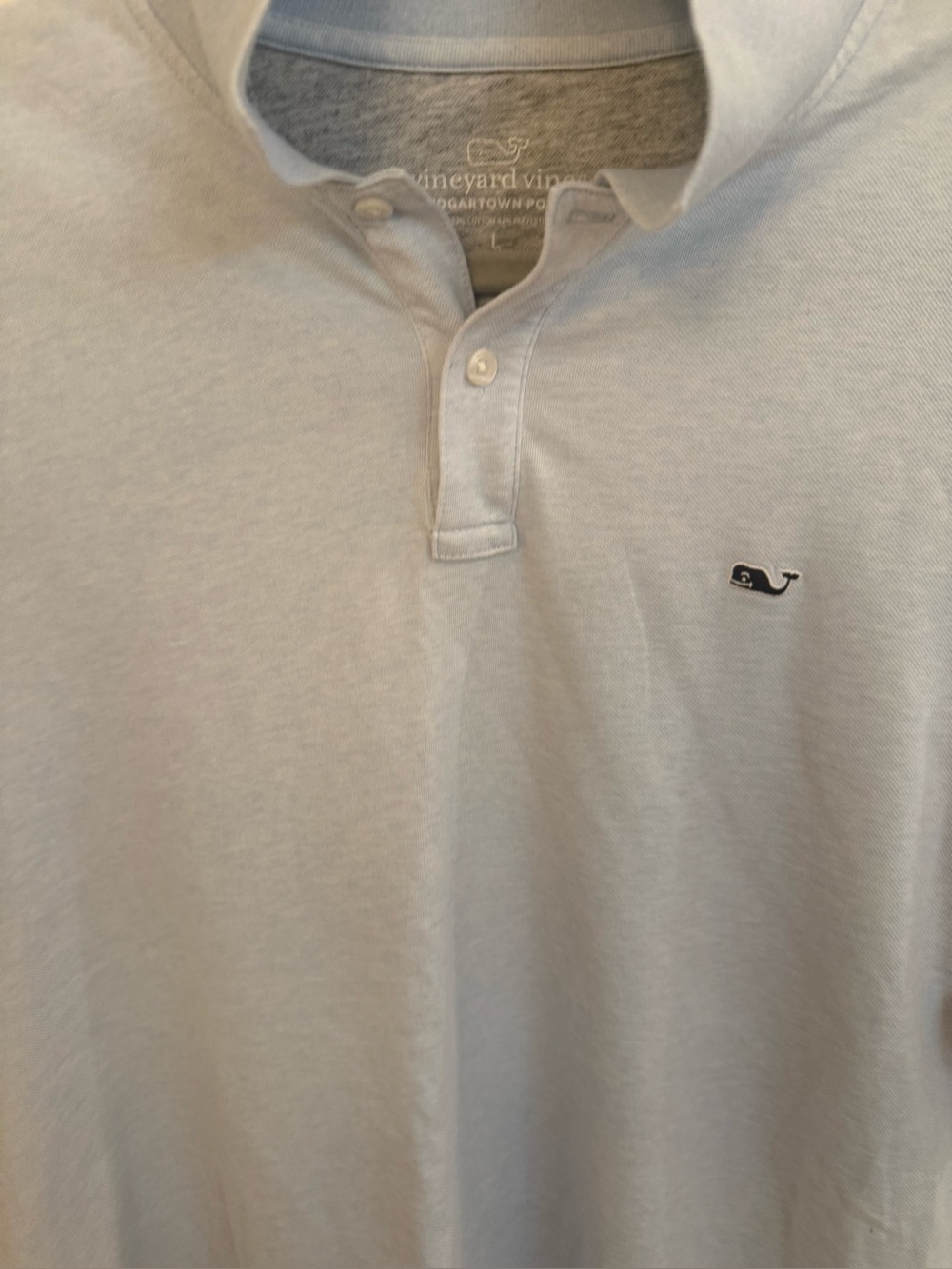 Vineyard Vines Light Blue Polo with Whale Emblem